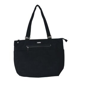 Baggallini Large Tote Bag Black Multi Compartment Shoulder Zip Travel Beige